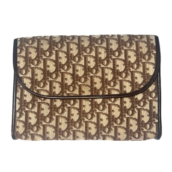 Christian Dior Vintage 70’s Canvas Monogram Convertible Clutch Crossbody Bag - Picture 1 of 15